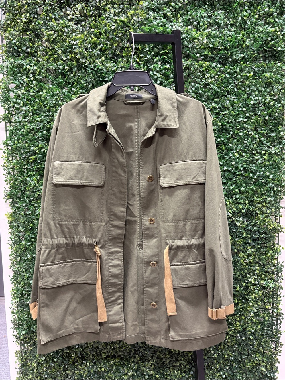 Theory Olive Utility Drawstring Jacket Sz M - Picture 2 of 5